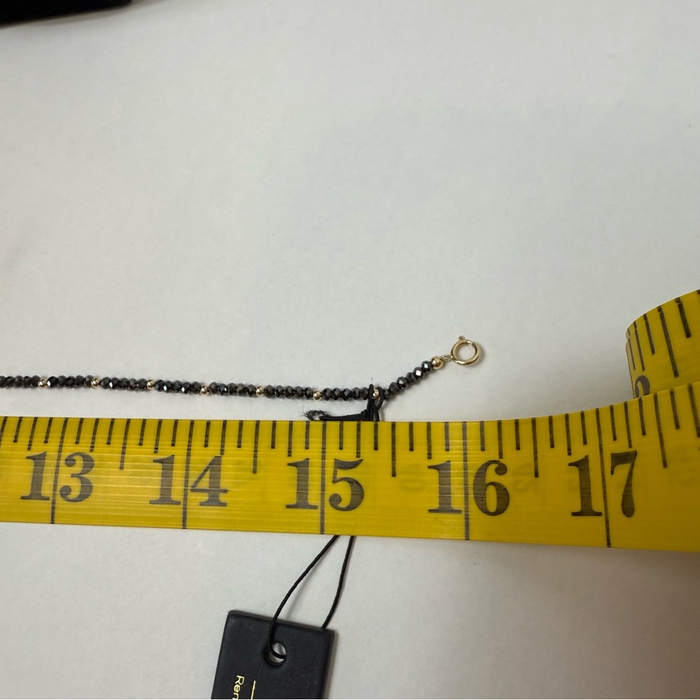 Elegant 14K Gold and Black Spinel Choker Necklace NWT 16” Delicate & Elegant. - Picture 8 of 12